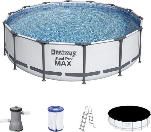 BESTWAY Framepool Bestway Steel MAX Pro Pool Set 427x107cm 56950 Pumpe + Leiter