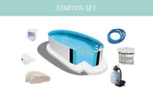 Poolomio Pool STARTER SET Stahlwandpool Oval Ibiza 320 x 600 x 120 cm (Set)