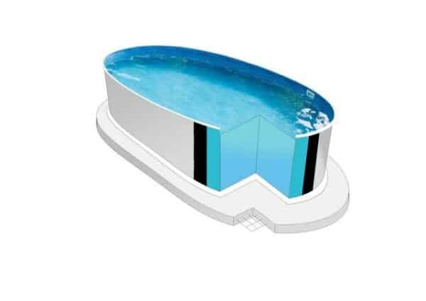 Poolomio Pool Stahlwandpool Oval Ibiza 600 x 1200 x 150 cm (Set)