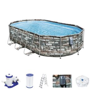 BESTWAY Framepool Bestway Power Steel Jet Oval Frame Pool Set 610 x