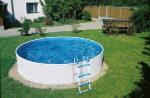 Poolomio Pool Azuro Deluxe Stahlwandpool Blau Weiß Ø 240 x 90 cm - inkl. Skimmer-Set (Set)