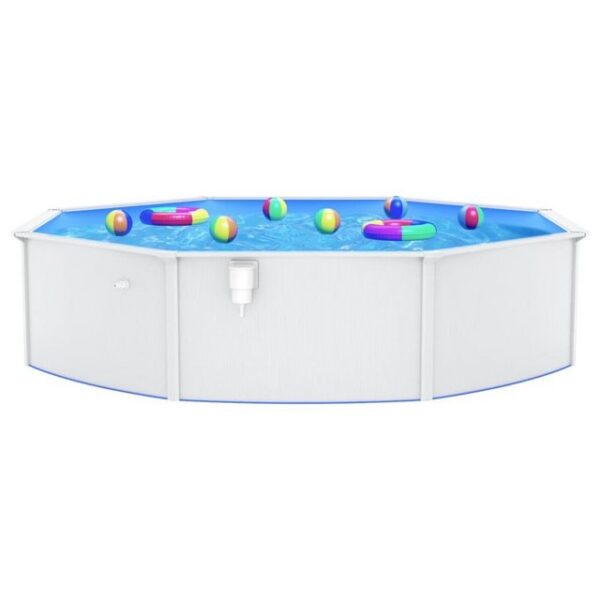 furnicato Pool mit Stahlwand Rund 550x120 cm Weiß