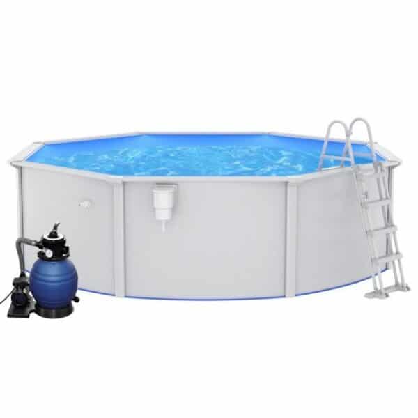 furnicato Pool mit Sandfilterpumpe und Leiter 460x120 cm