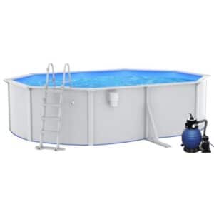 furnicato Pool mit Sandfilterpumpe und Leiter 490x360x120 cm