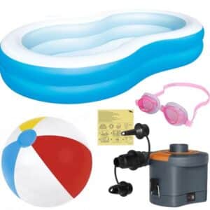 cofi1453 Quick-Up Pool Kinderpool-Set für den Garten 4IN1 Familien-Gartenpool