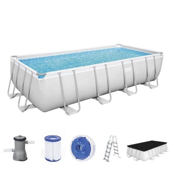 Bestway Framepool Stahlrahmen Pool Komplett-Set mit Filterpumpe 488 x 244 x 122 cm