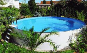 MTH Rundpool Sunnypool Stahlwandpool mttelblau Rund 450 x150 (Pool mit Skimmer und Einlaufdüse)
