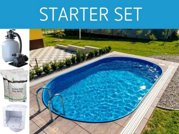 Poolomio Pool STARTER SET Stahlwandpool Oval 4